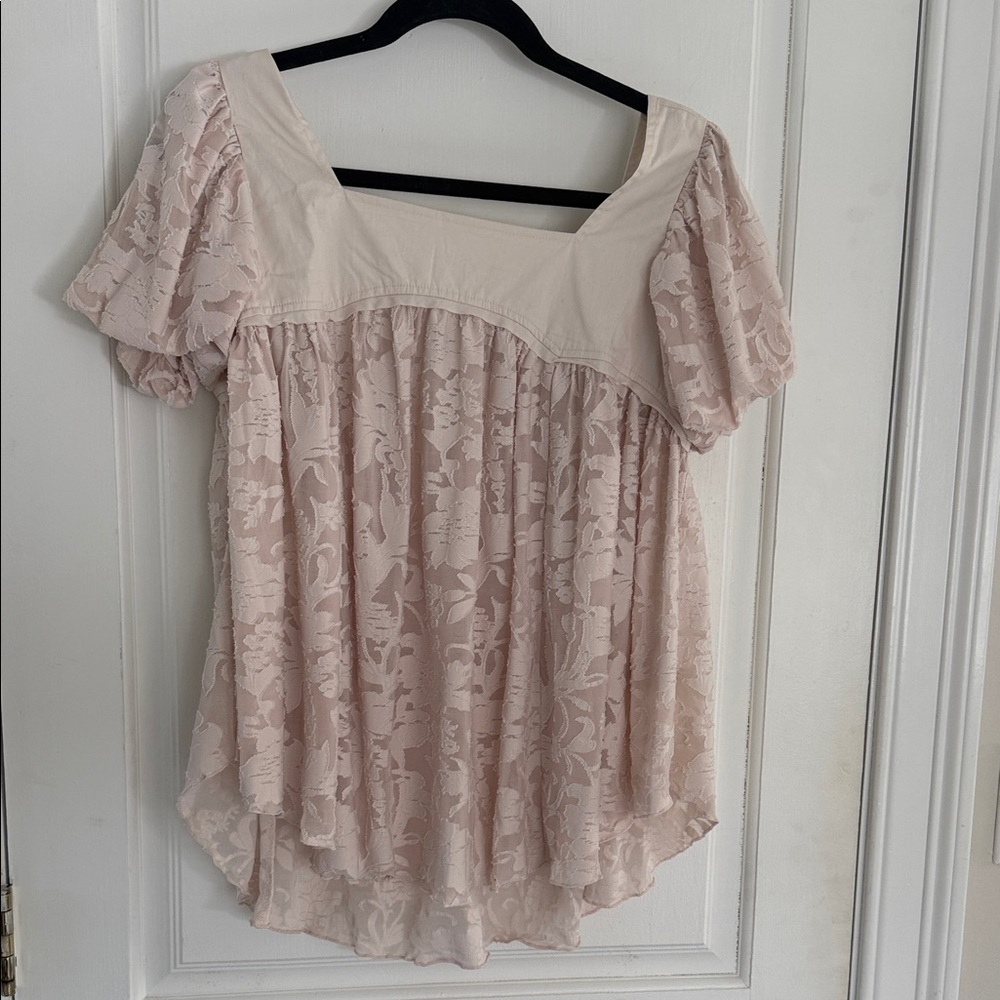 Free People Cream Floral Lace Blouse